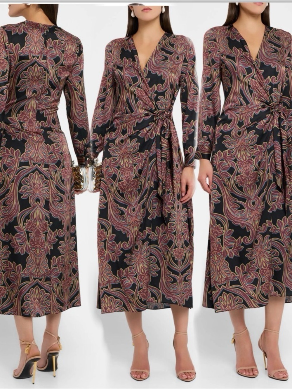 MISA Los Angeles
Studded Flora Eliza Wrap Midi Dress size Large.